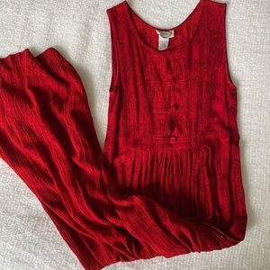 Vintage Red Maxi Dress w/ Side Buttons